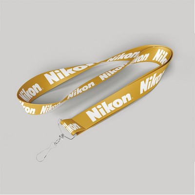 1" Dark Yellow custom lanyard printed with company logo with Jay Hook attachment 1"