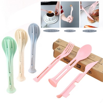 3-in-1 Wheat Straw Cutlery Set