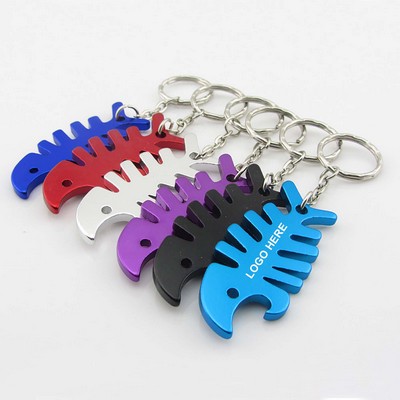 Aluminum Alloy Fishbone Opener With Key Ring