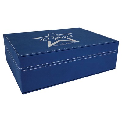 10 1/4" x 7 1/2" Blue/Silver Laserable Leatherette Premium Gift Box