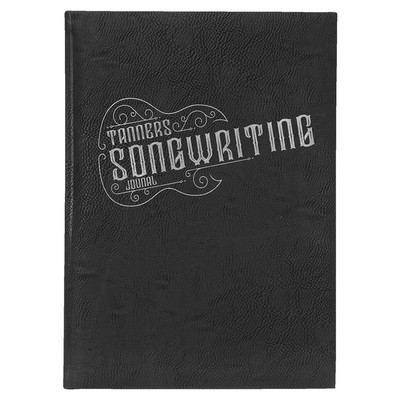 7" x 9 3/4" Black/Silver Laserable Leatherette Journal-Lined Paper