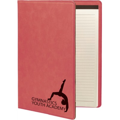 9 1/2" x 12" Pink Laserable Leatherette Portfolio with Notepad