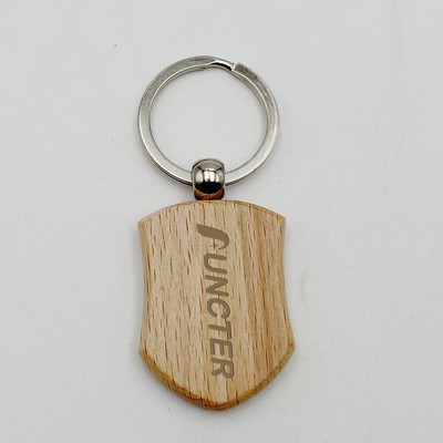 Shield Shape Wooden Key Tag