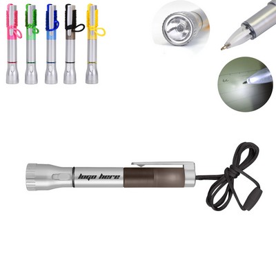 Flashlight Light Up Pen With Lanyard