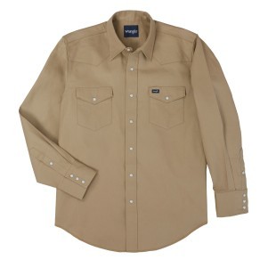 Wrangler® Men's Khaki Beige Cowboy Cut® Western Long Sleeve Work Shirt