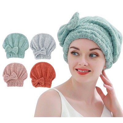 Microfiber Hair Drying Towels Head wrap w/ Bow-Knot