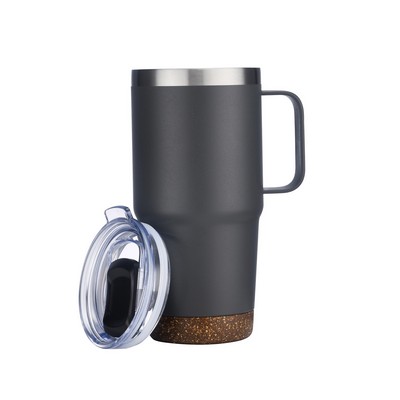 Mannitok Travel Mug with Cork Bottom, 24oz, Gray