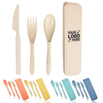 Wheat Straw Reusable Camping Utensils Set