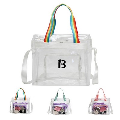 Transparent PVC tote fitness crossbody bag