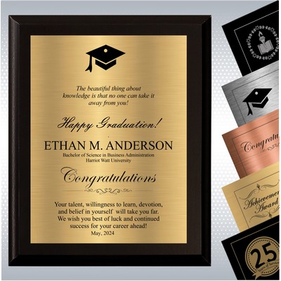 Black Matte Finish Wood Plaque Graduation Gift Award (8" x 10")