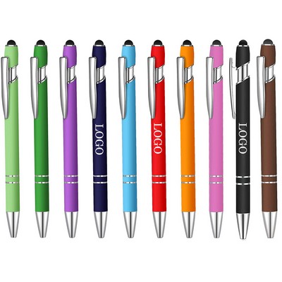 Soft Touch Double Ring Metal Ballpoint Stylus Pen