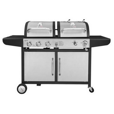 Keg Products Silver/Black 3-Burner Gas & Charcoal Combo Grill