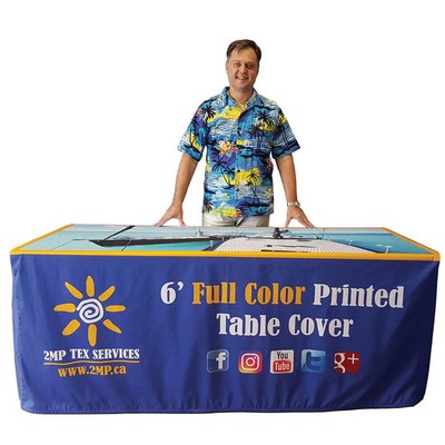 Premium 8ft Throw Dye Sublimated Fitted Table Cloth