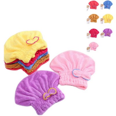 Bow Coral Velvet Absorbent Dry Hair Cap