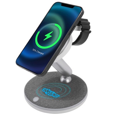 Peoria 3-In-1 Magnetic Wireless Charger & Stand with Night Light-15W wirele