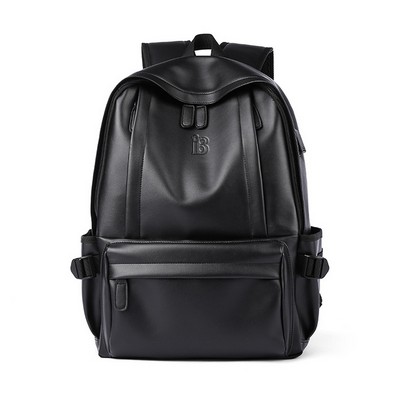 Cowhide Leather Black Business Computer Backpack