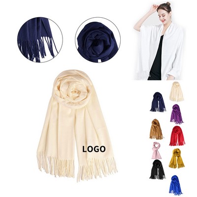 Elegant Polyester Cashmere-Feel Scarf