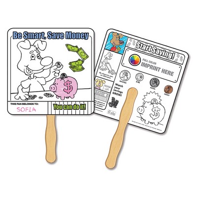 Saving Money Coloring Hand Fan - FSC Certified