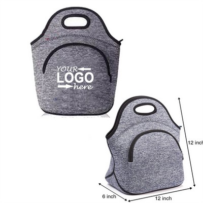 Heather Grey Lunch Cooler Tote with Front Pocket