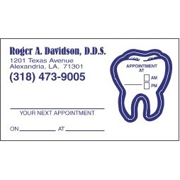 Appointment Card w/Removable Tooth Label