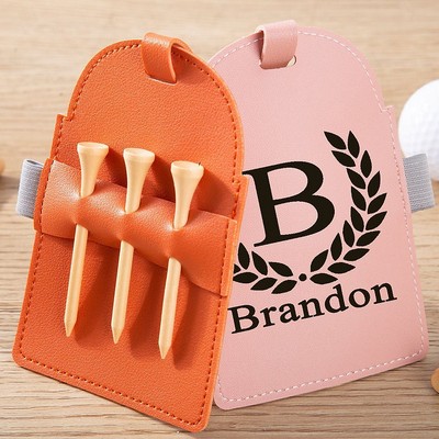 Leather Golf Bag Tag Tee Holder