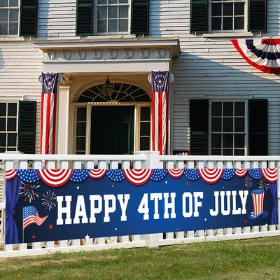 American Independence Day Element Polyester Print Banner