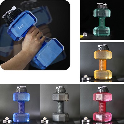 74 Oz./2.2L Half Gallon Large Capacity Dumbbell Shape BPA-Free Plastic Sports Water Bottle