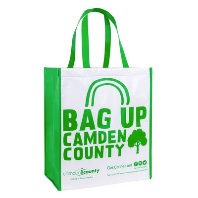 Recycled Full-Color Printed 145g Laminated RPET Shopping Bag 13"x15"x8"