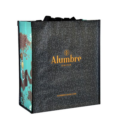 Custom Full-Color Laminated Woven Promotional Tote Bag13.25"x16.5"x7"