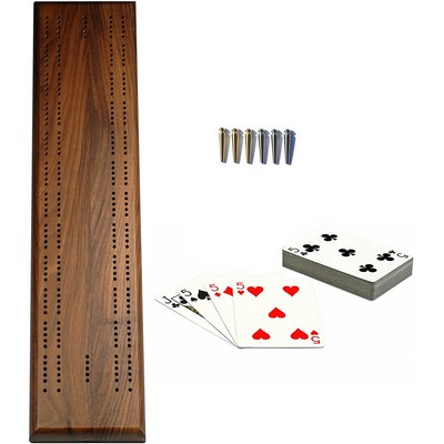 Deluxe Cribbage Set - Solid Walnut Wood with Sprint 2 Track Board