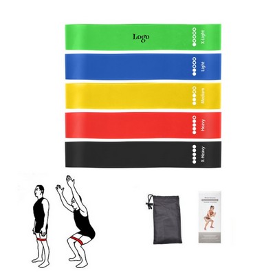 5 In 1 Exercise Loop Latex Elastic Resistance Band Set