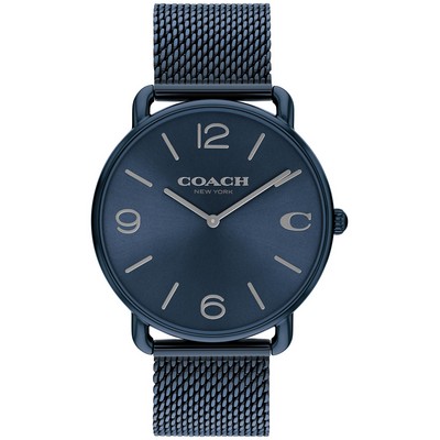 Coach® Gentleman's Blue IP Case Watch w/Mesh Bracelet