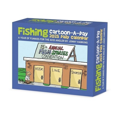 Fishing Cartoon-A-Day by Jonny Hawkins 2025 6.2" x 5.4" Box Calendar