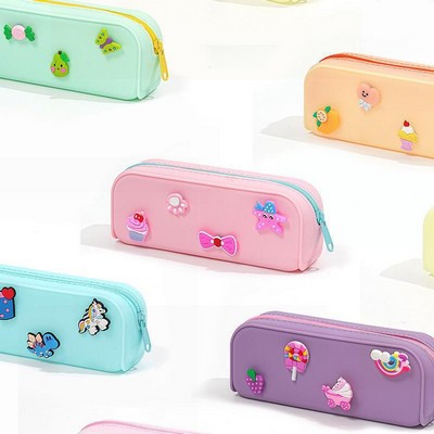 Colorful Silicone Hole Pencil Case With Custom Charms