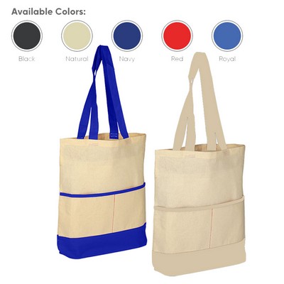 Sheeting Color Accent Tote With Pocket