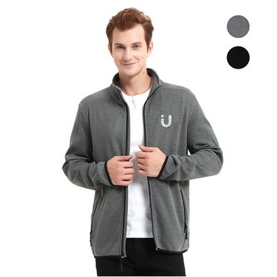 Men's Full Zip Heathered Stretch Fleece Jacket