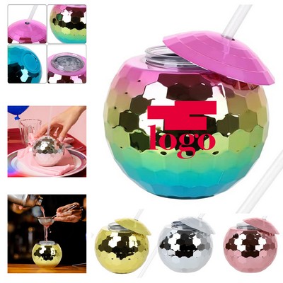 Disco Ball Cup With Straw 17 Oz