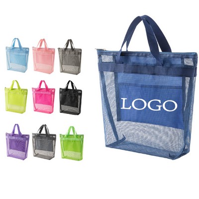 Tear-Resistant Mesh Pocket Beach Family Tote Bag