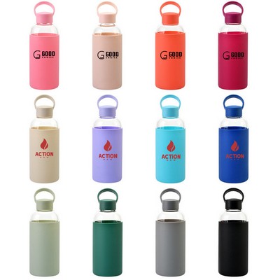 20OZ Glass Water Bottle with Non-Slip Silicone Sleeve