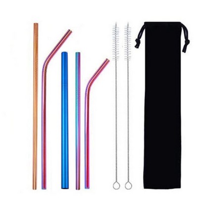 Stainless Straws 5 Pack Suit with Velvet Pouch