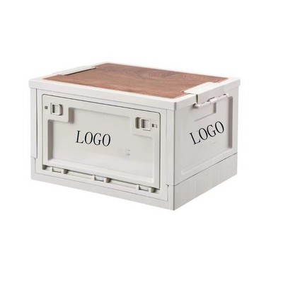 Collapsible Storage Bins with Wood Lids