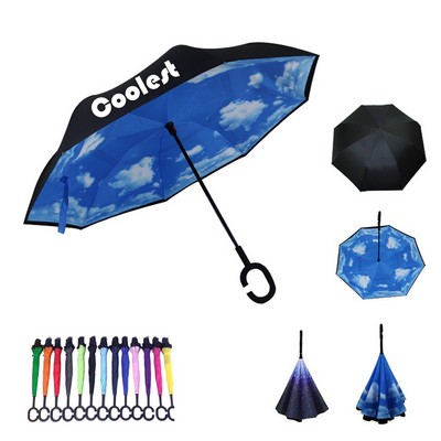 Double Layer Inversion Umbrella With C - Handle