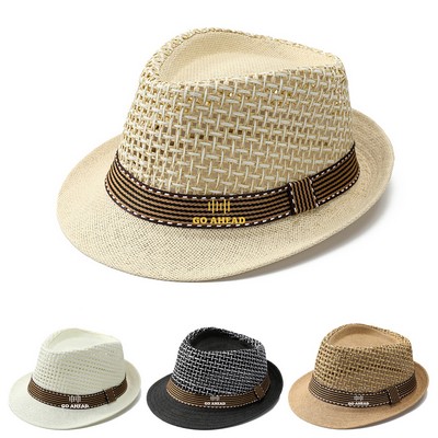 Summer Straw Fedora Hat