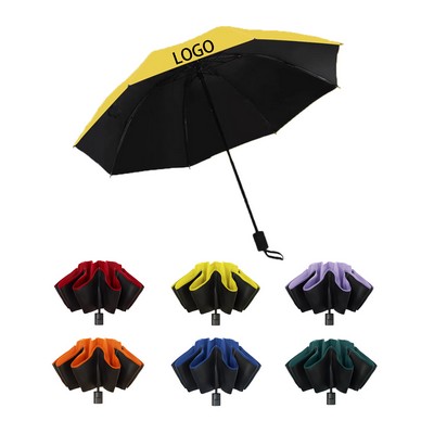 Manual Black Handle Outward Folding Umbrella