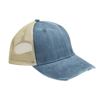 Adams Headwear OL102 Ollie Distressed Mesh Back Structured Trucker Hat with Patch of Choice