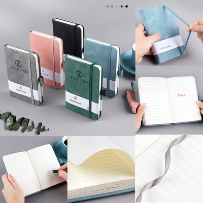 A7 Pocket Notebook Soft Touch Journal College Ruled Journal w/Pen Loop Elastic Closure Lined Note