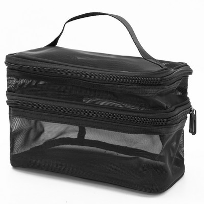 Dual-Layer Mesh Travel Makeup Bag