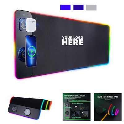 15W Magnetic Wireless Charging RGB Gaming Mouse Pad with Music Sync LED