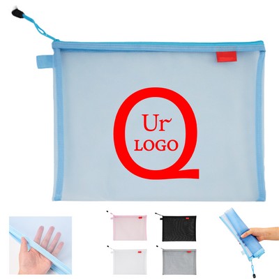 A4 Mesh File Pouch With Zipper