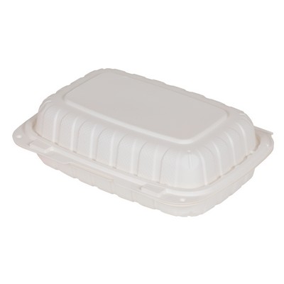 9 x 6.5 x 2.5 Mineral Plastic Clamshell Box - White